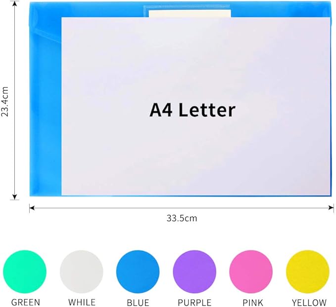 24 Pack Plastic Poly Filing Envelopes, 6 Assorted Color - Image 5