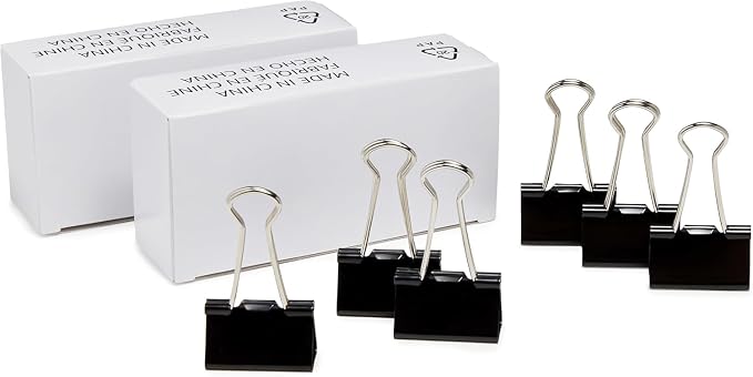 Amazon Basics Sturdy Binder Clips, Office Supplies, Medium 1.25 inches by AmazonBasics