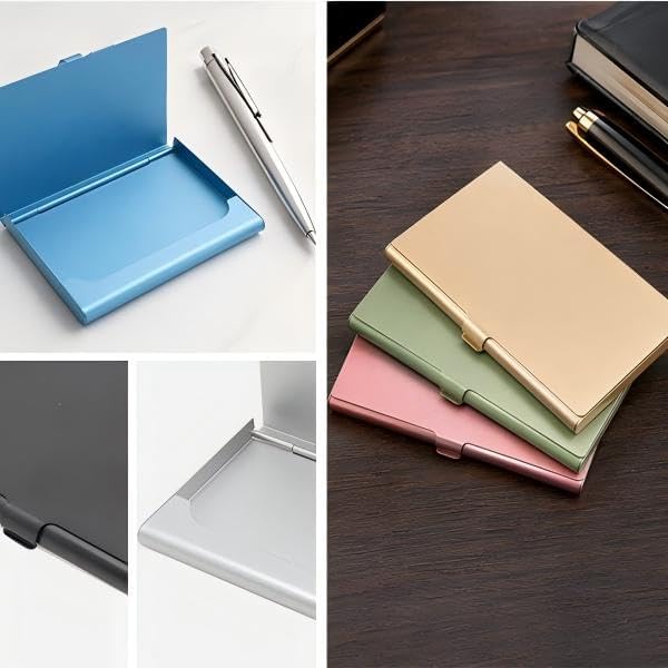 2-Pack Gold Aluminum Business Card Holder Slim Flip Pocket Case | aluminum - Image 5