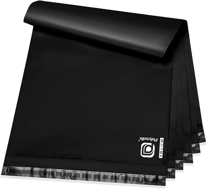 POLYSELLS 200 pcs 9x12 Inches Black Poly Mailers Shipping Envelopes, Strong by POLYSELLS