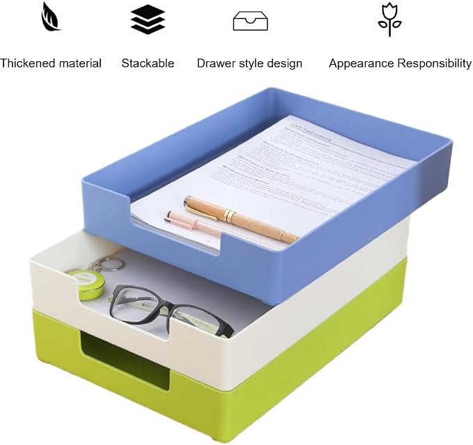 Stackable Letter Tray, 2 Pack Blue, Desk Organizer | Plastic stackable letter - Image 4
