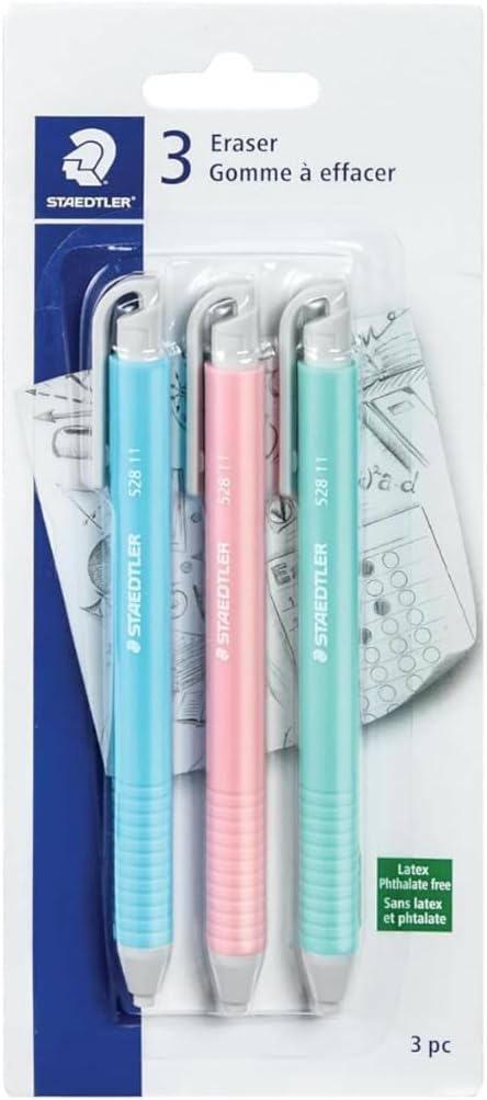 STAEDTLER Vinyl Eraser Holder 18-Pack: 3 Units Retractable Erasers - Image 5