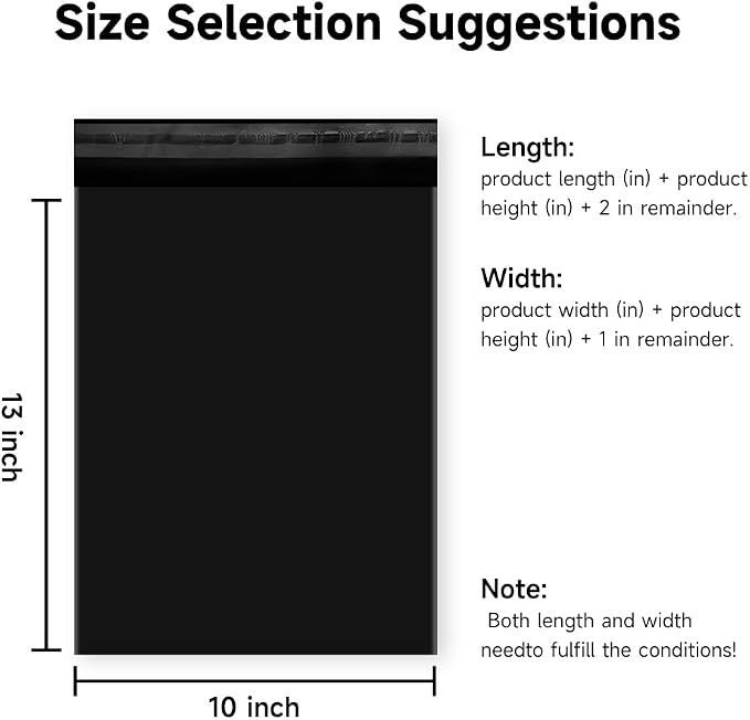 Black Poly Mailers 10x13 Inch, 50 Pack | Self-seal shipping bags - Image 3