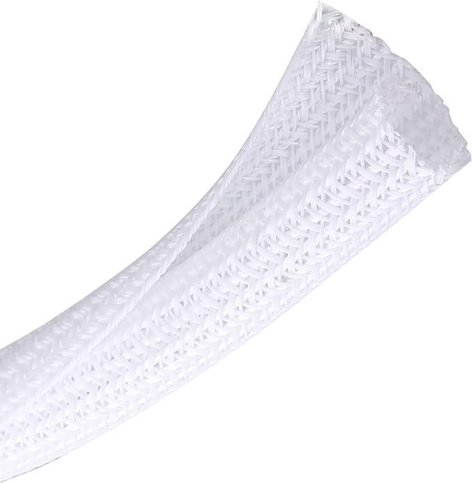 25ft - 1/4 inch Braided Cable Management Sleeve Cord Protector - Self-Wrapping by CrocSee