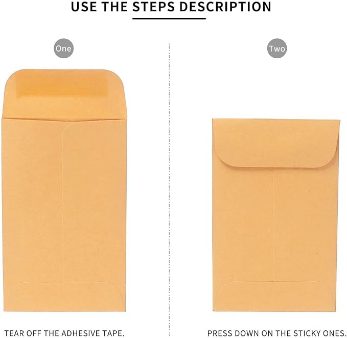 Xxcxpark 500 PCS #3 Coin Envelopes, 2-1/2” x 4-1/4” inches Brown Kraft - Image 6