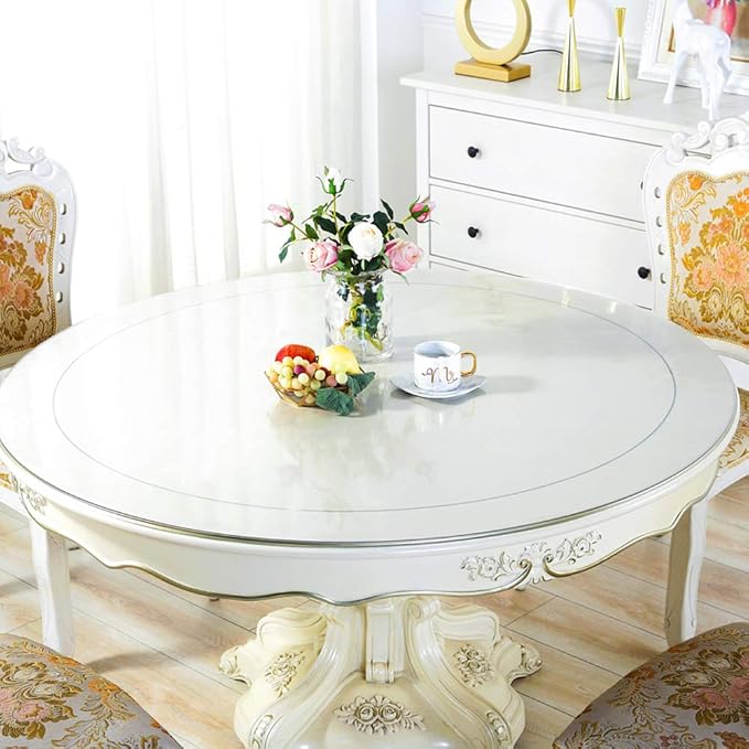 Wadrac Thick Clear PVC Table Top Protector Circular Plastic Table Pad Cover - Image 2