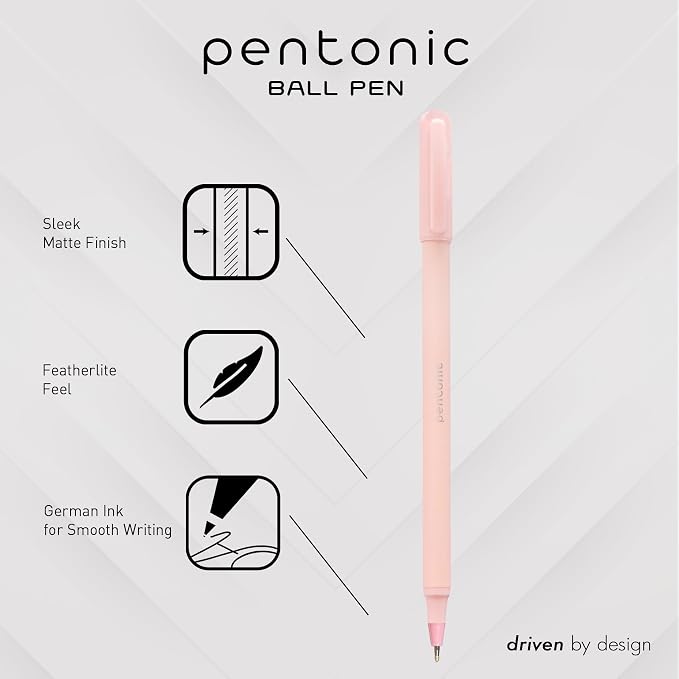 Pentonic Ballpoint Pens, Frosted Pale Pink Barrel - Image 2