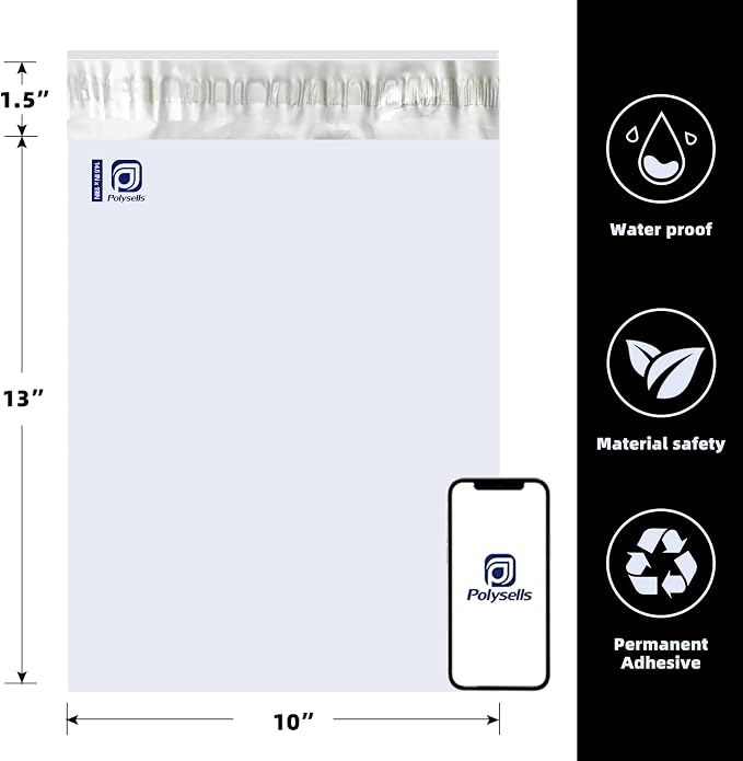 POLYSELLS 400 pcs 14.5x19 Inches White x Silver Poly Mailers Shipping Envelopes - Image 3