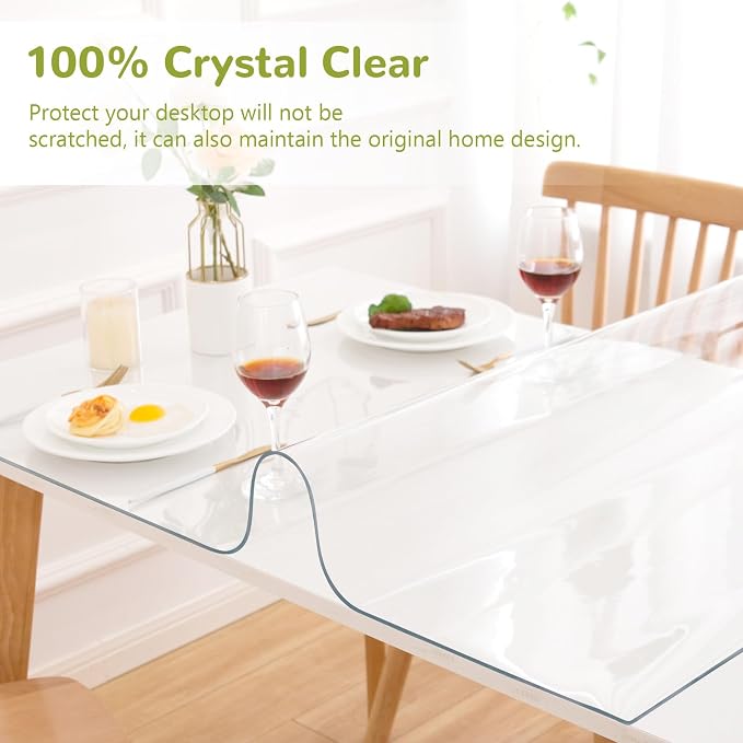44 x 78 Inch Clear Table Cover Protector, 1.5mm Plastic Table Cover, Waterproof - Image 5