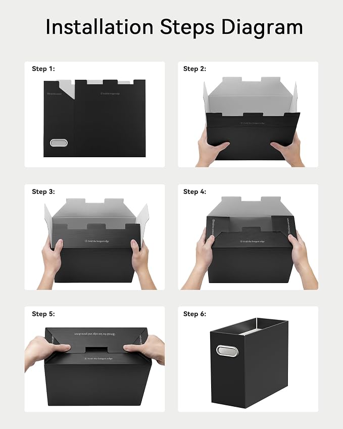 Oterri File Organizer Box, Portable Collapsible Cardboard File Folder Organizer - Image 4
