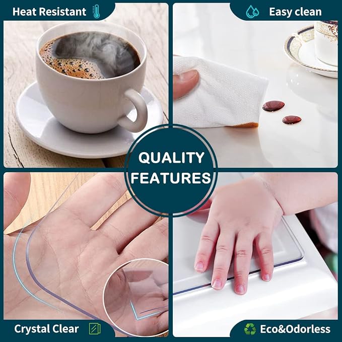 Wadrac Multi Size 1.5mm Thick Custom PVC Clear Rectangular Wipeable Vinyl Table - Image 3