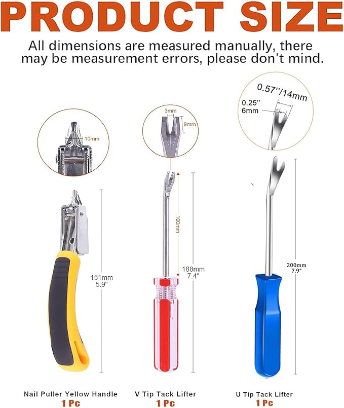 3pcs Upholstery Staple Remover Tool Includes Nail Puller Staples Puller and - Image 2
