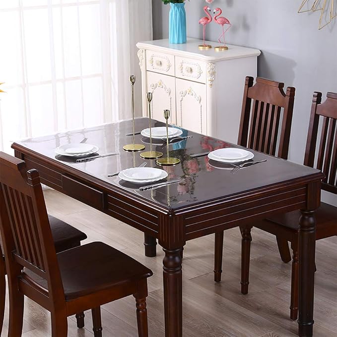 Conference Tablecloth Protector Clear Plastic Dining Room Tablecloth Wipeable - Image 3