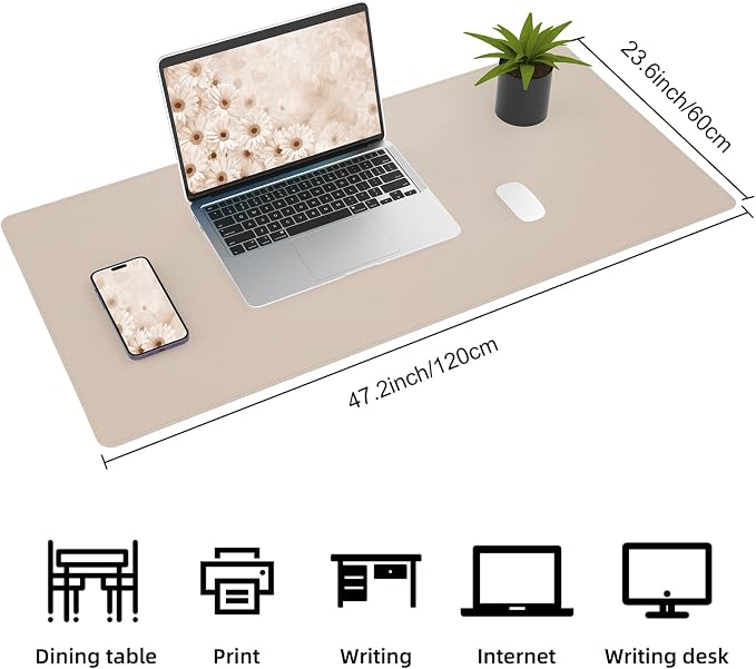 AFIING Cork Desk Mat 47" x 23.6", Dual-Sided Natural Cork & PU Leather Desk Pad - Image 3