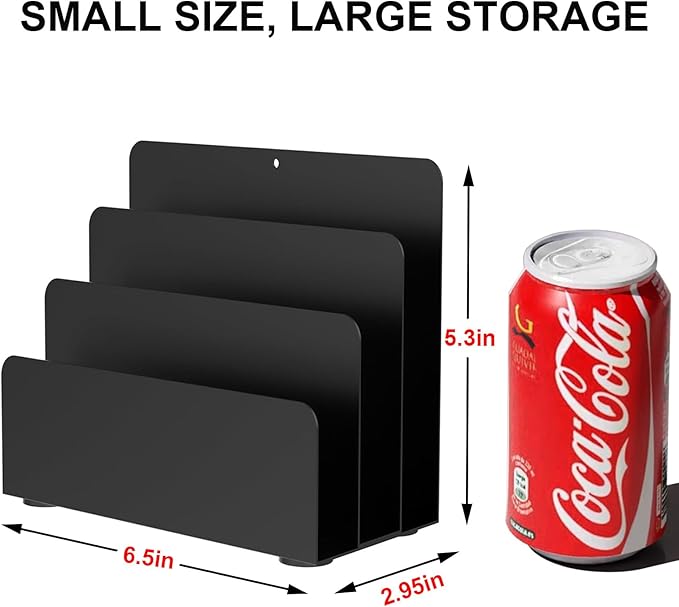 Mail Organizer Countertop, Small Desk File Organizer, Metal File Holder - Image 3