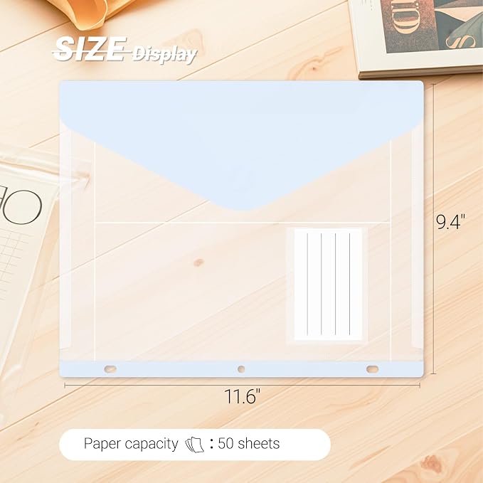 50 Pack Binder Pockets, Heavyweight Clear Plastic Folders - Image 6