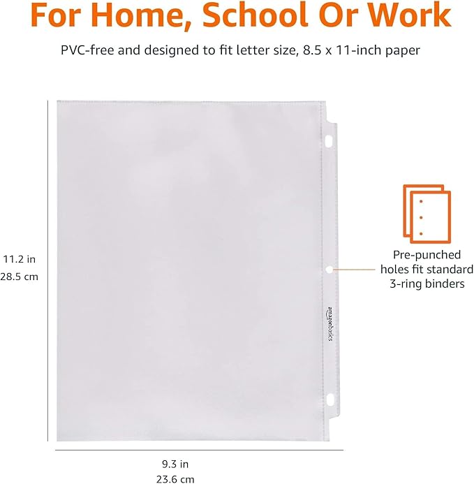 Amazon Basics Sheet Protectors for 3 Ring Binder, Heavyweight, Top Loading - Image 6