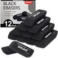 Black Erasers, 12 Pack Block Pencil Erasers | Latex-Free & Smudge-Free Beveled by Sikao