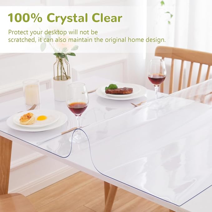 20 x 72 Inch Clear Table Cover Protector, 1.5mm Plastic Table Cover, Waterproof - Image 5
