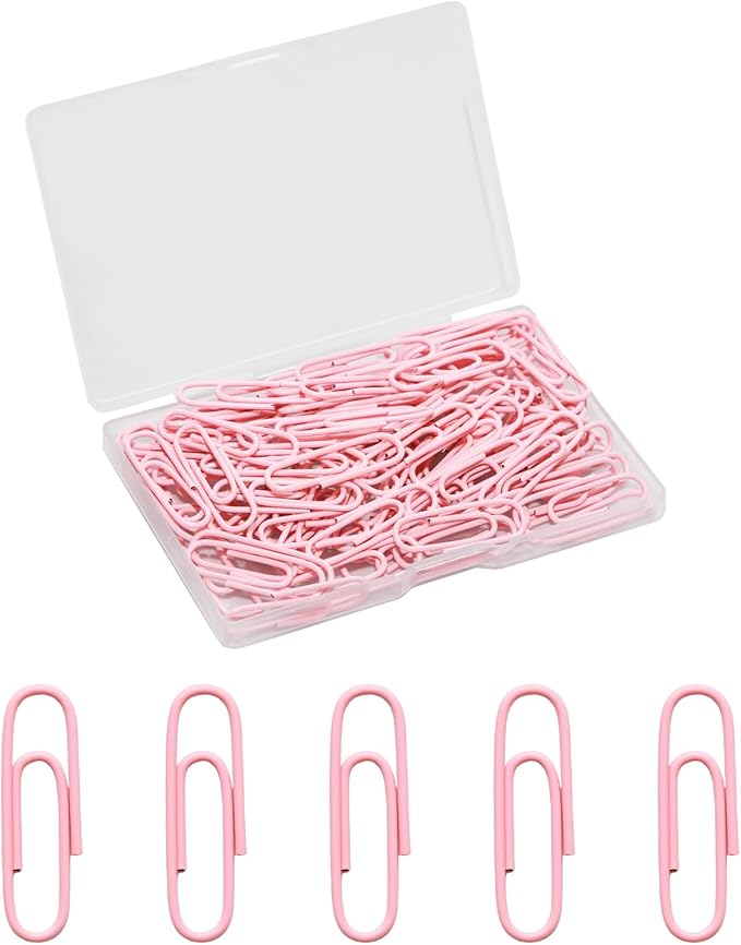 100 Pcs Pink Paper Clips, 1.1 Inch Colorful Paperclips | Vinyl Coated, Colored by Unknown