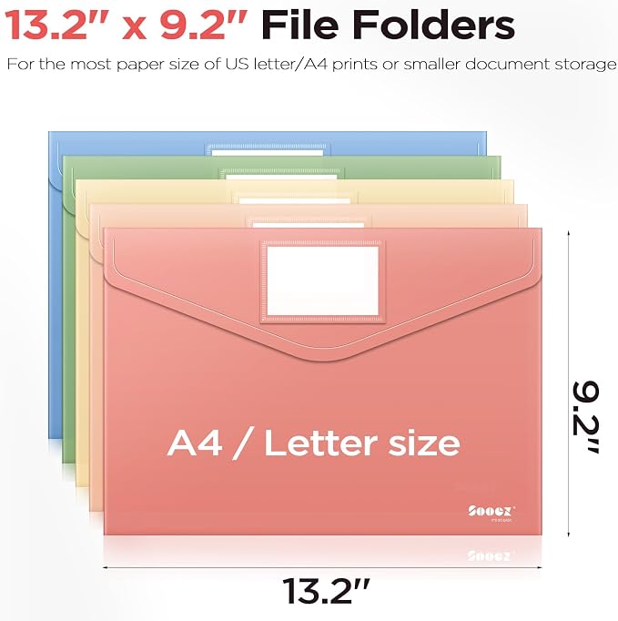 Sooez 10Pack Plastic Envelopes, Plastic File Folder, Folders - Image 6