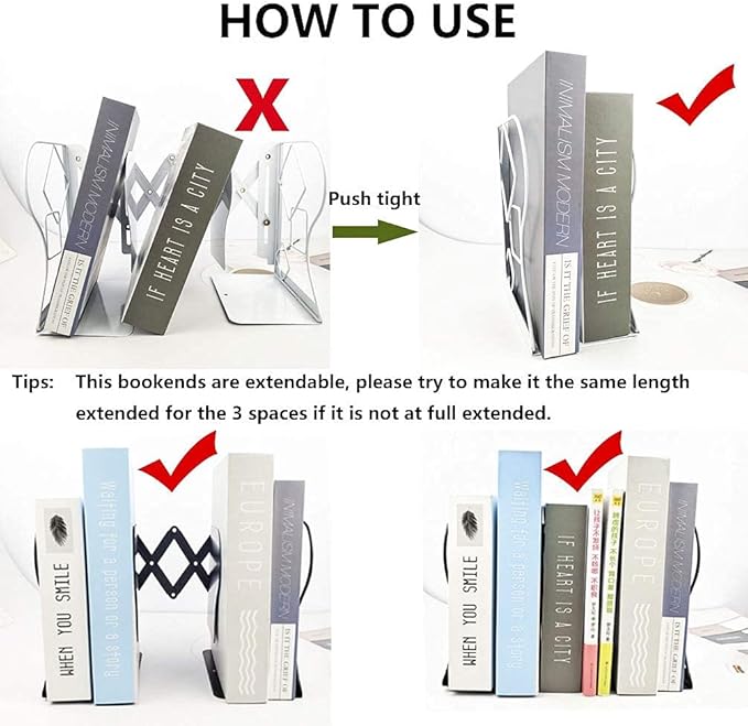 Adjustable Bookends Metal Book Ends - Image 5