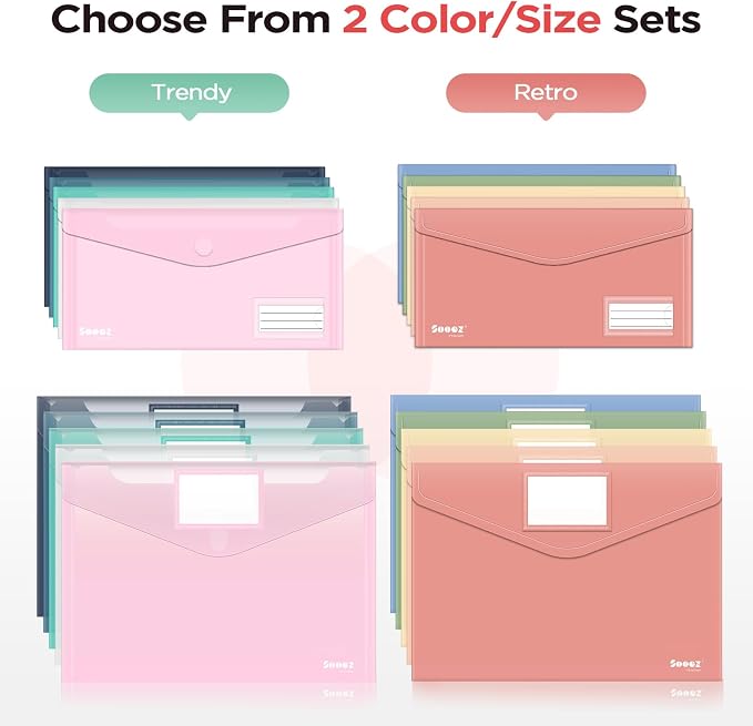 Sooez 10Pack Plastic Envelopes, Plastic File Folder, Folders - Image 2