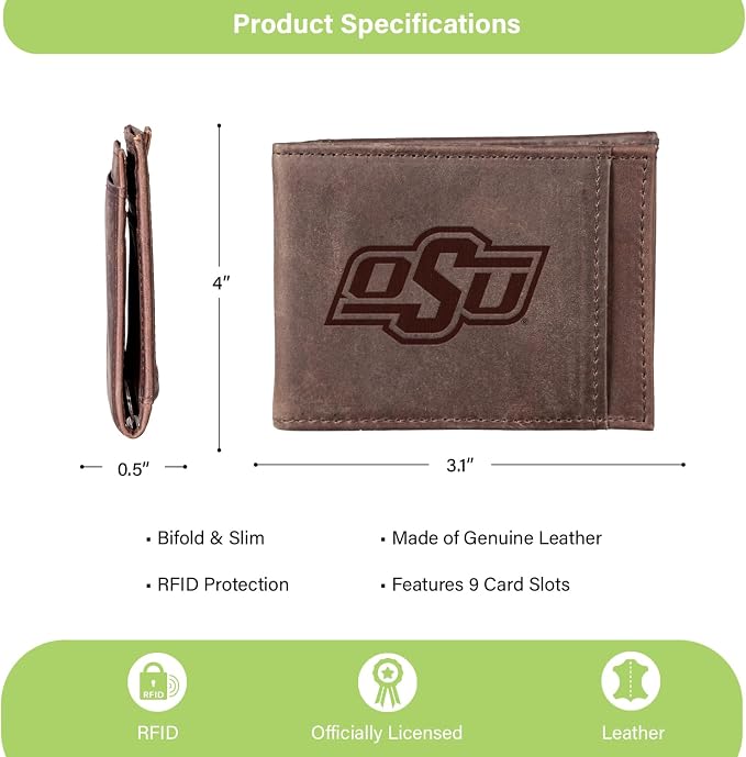Team Sports America NCAA Oklahoma State University Front Pocket Slim Wallet - Image 4