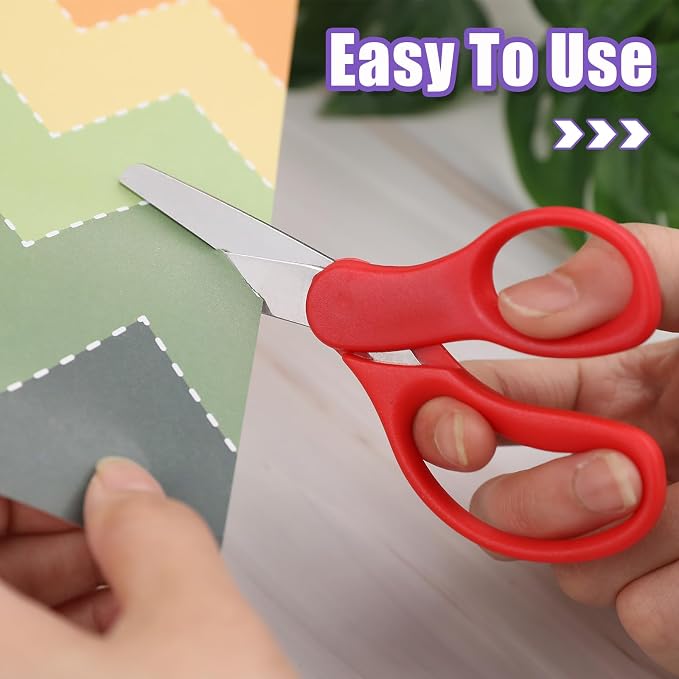 BURVAGY 12 Packs 5" Small School Student Blunt Tip Craft Kids Scissors - Image 6