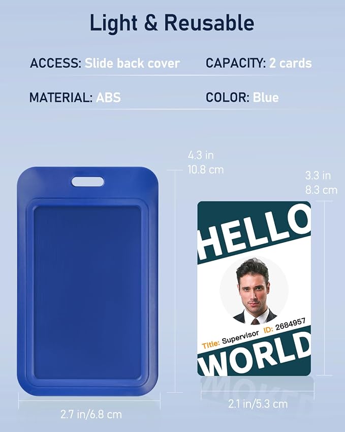Uniclife 1 Pack Sliding ID Badge Holder Vertical Hard Plastic Case - Image 7