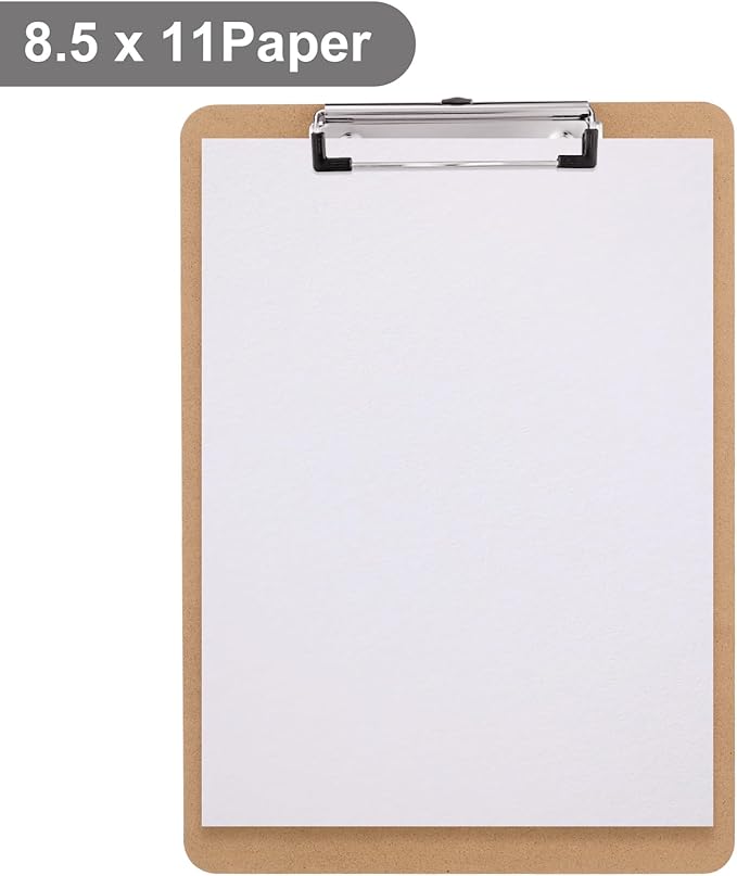 Wood Clipboards Set of 8, Letter Size Hardboard Clip Board 8.5x11 | A4 Standard - Image 5