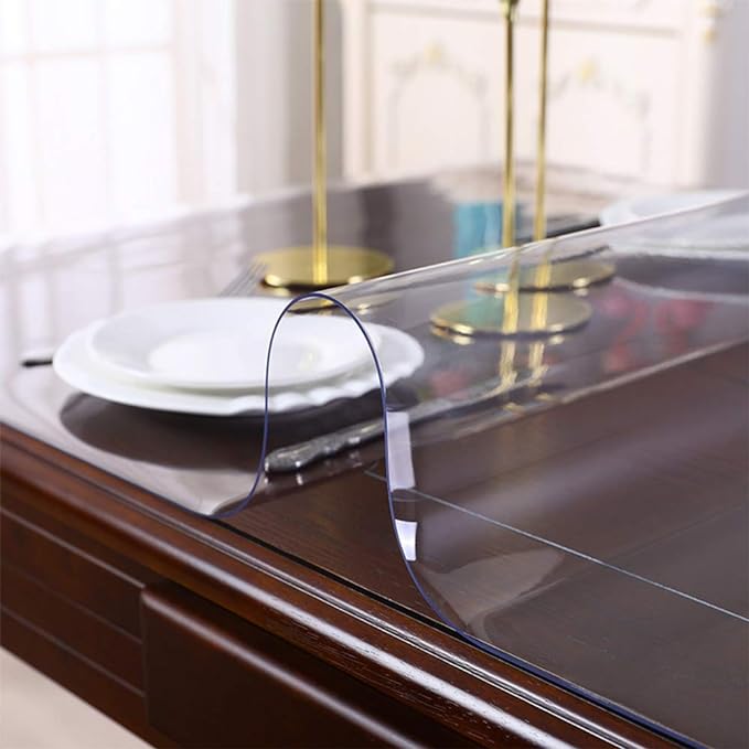 1.5mm Thick 22x22 Inch Square Clear PVC Table Protector Wipeable Table Pad - Image 2