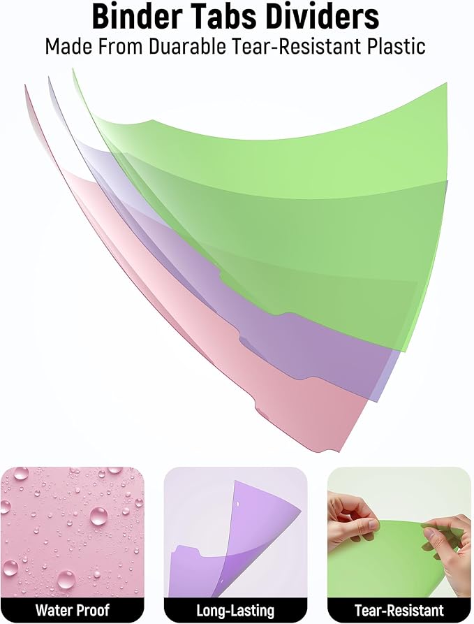 BiuLeon Binder Dividers with Tabs, Plastic Dividers - Image 4