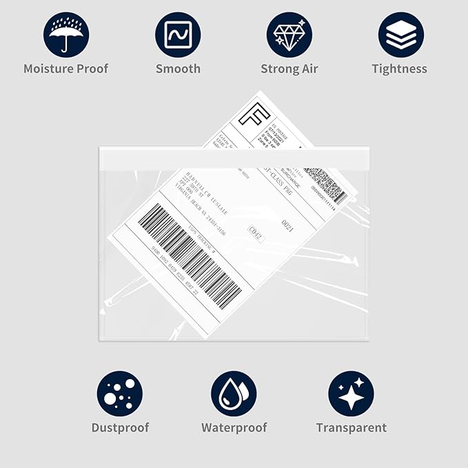 7.5" x 5.5" Shipping Label Sleeves, SJPACK Clear Adhesive Top Loading Packing - Image 4