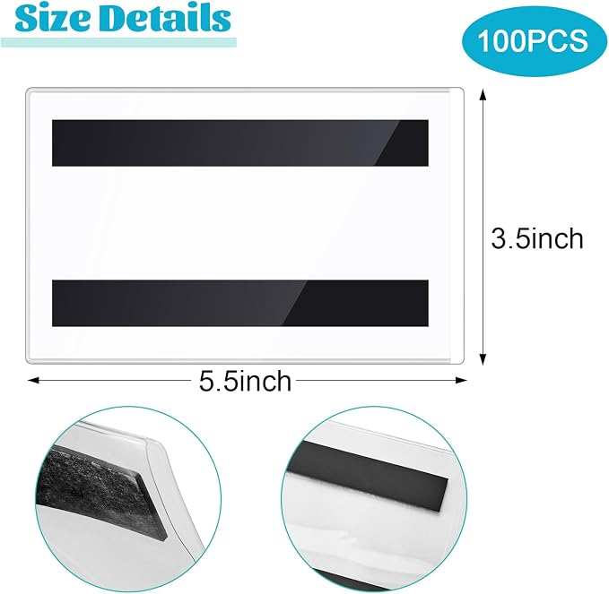 Ctosree 100 Pcs Magnetic Label Holder 5.5 x 3.5 Inches Pallet Rack Sign Holder - Image 2