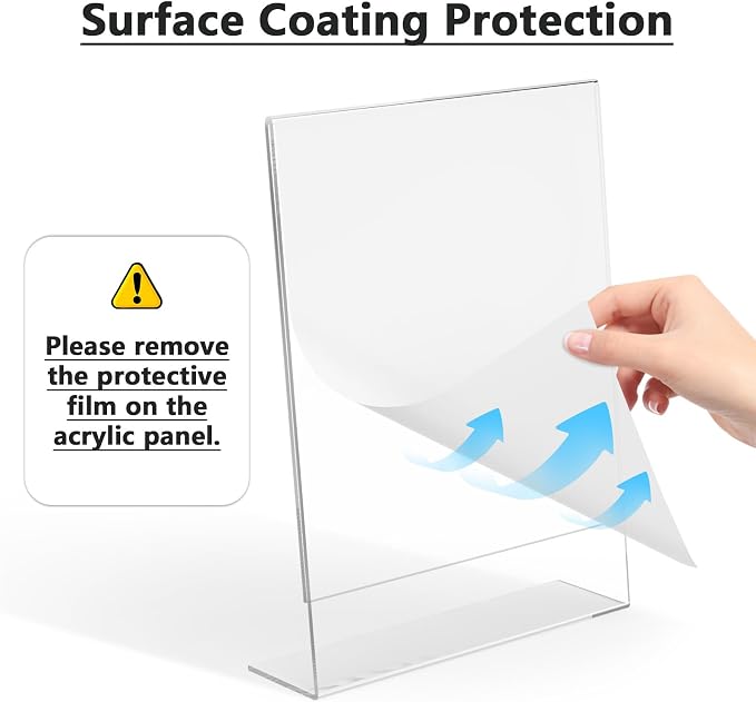 MaxGear Acrylic Sign Holder, 8.5 x 11 Slant Back Display Stand, 12 Pack | Clear - Image 2