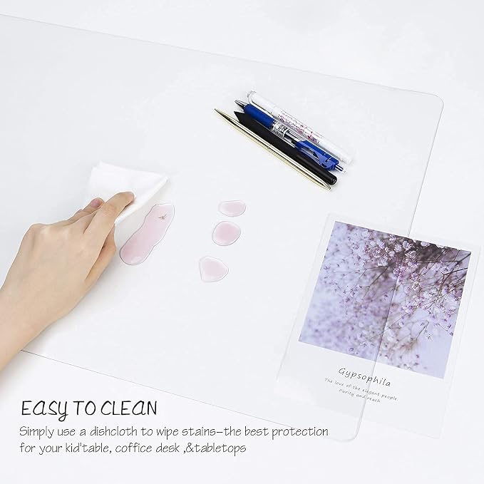 Oterri Clear Writing Desk Pad, 14’’x30” Heat Resistant Waterproof PVC Round - Image 4