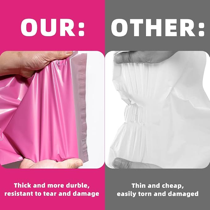 POLYSELLS 200 pcs 12x15.5 Inches Pink Poly Mailers Shipping Envelopes, Strong - Image 5