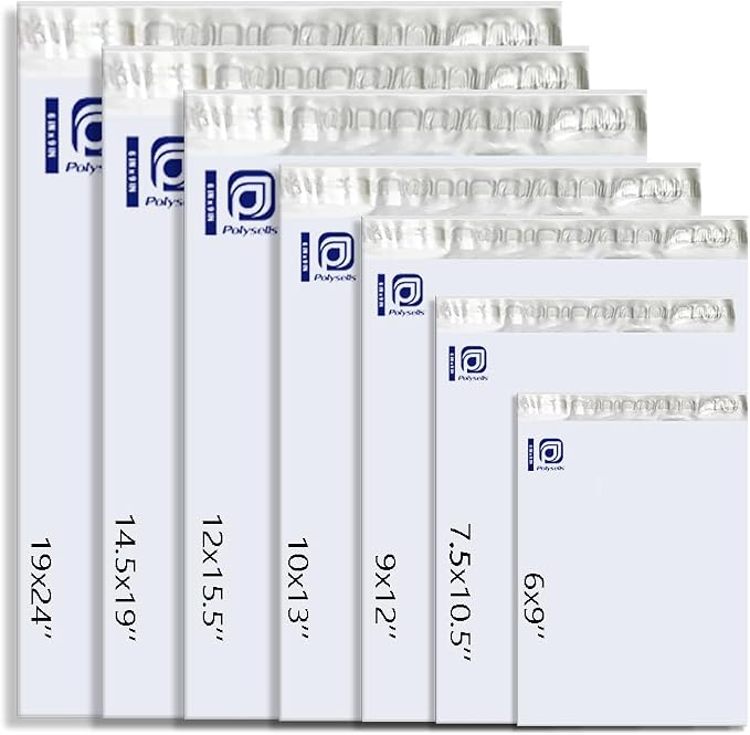 POLYSELLS 400 pcs 14.5x19 Inches White x Silver Poly Mailers Shipping Envelopes - Image 2