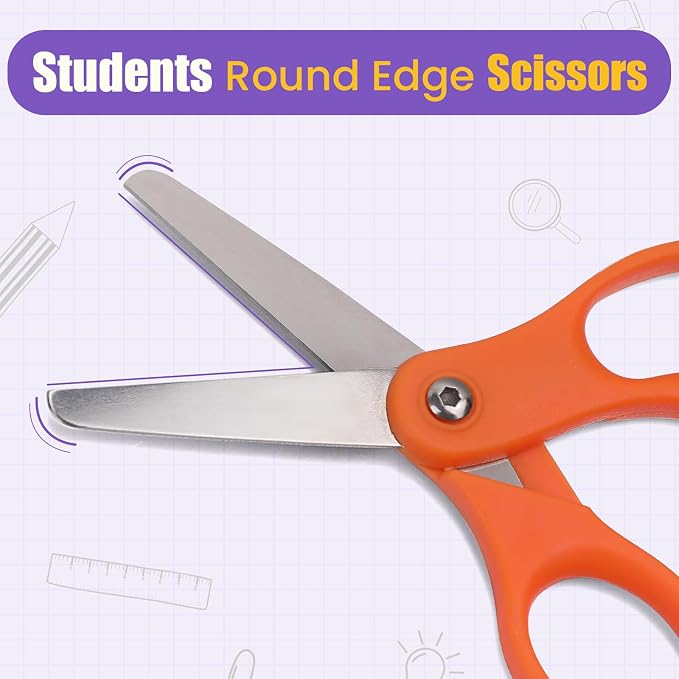 BURVAGY 12 Packs 5" Small School Student Blunt Tip Craft Kids Scissors - Image 4