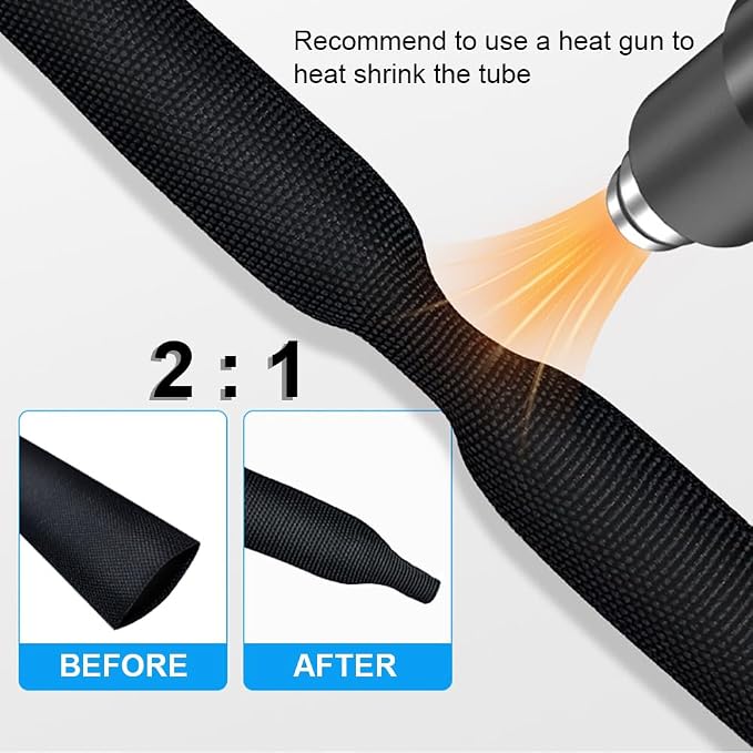 10 FT 1.4 inch 2:1 Heat Shrinkable Braided Sleeving Heat Shrink Sleeve Abrasion - Image 3