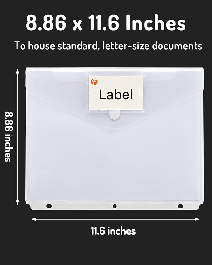 Forvencer Binder Pocket, 10 Pack Super Heavyweight Plastic Folders - Image 5