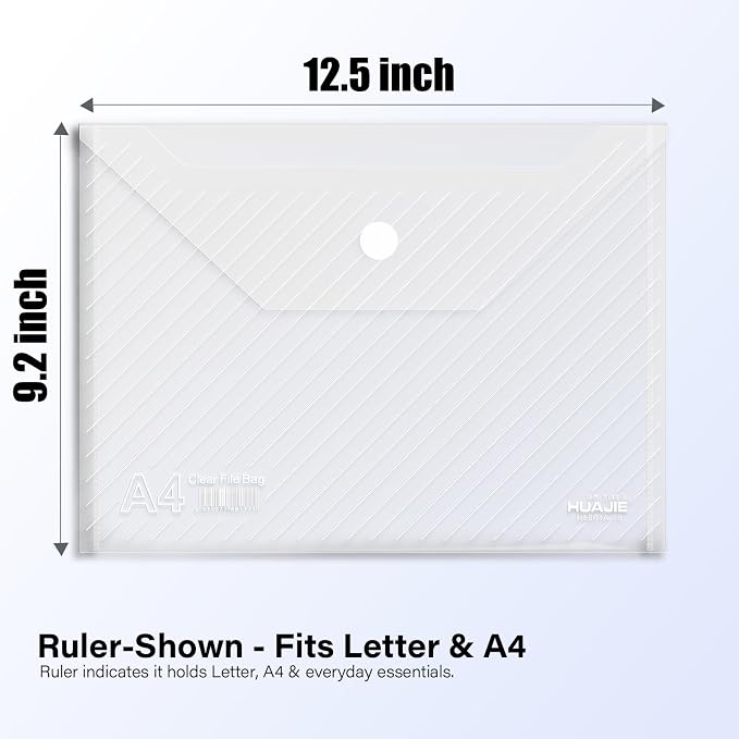 24 Pack, Plastic Envelopes – Transparent Waterproof Reusable File Folders - Image 2