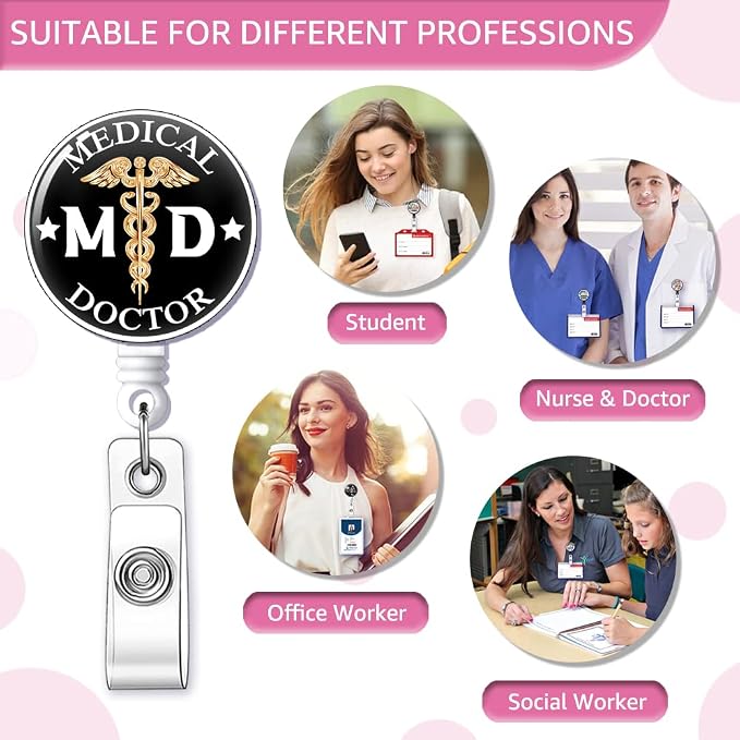MD Medical Doctor Badge Reel Retractable - Image 5