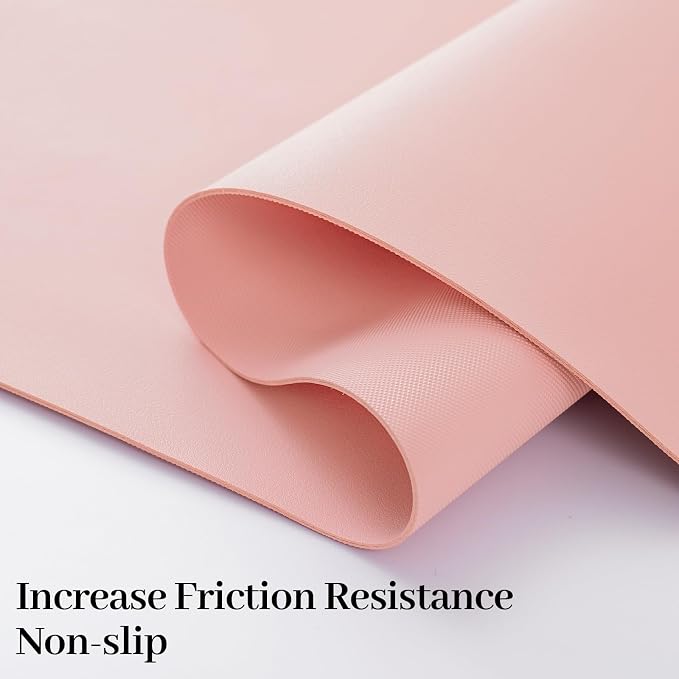 Leather Desk Pad Mat, Computer Pink Desk Mat Non-Slip, PU Large Mouse Pad - Image 2