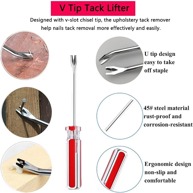 2PCS Upholstery Staple Remover Tool，Heavy Duty Staple Puller Kit - Image 4