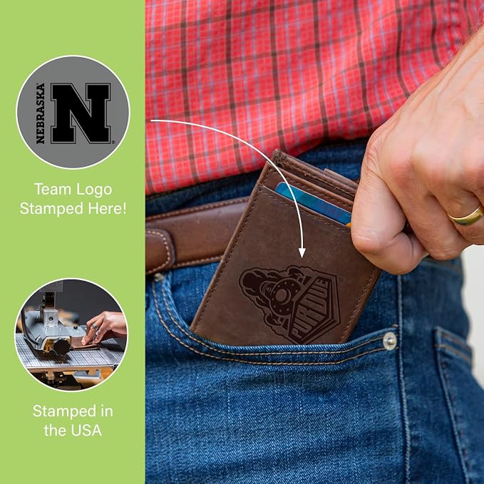 Team Sports America NCAA University of Nebraska Front Pocket Slim Wallet - Image 7