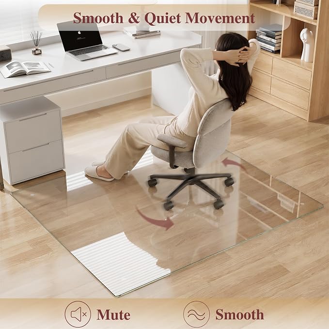 Tempered Glass Chair Mat for Carpet，30"x42" Office Mats for Rolling Chairs - Image 4