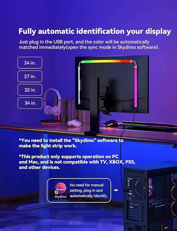 Monitor LED Backlights for PC & Mac, LED Strip Light Sync - Image 8
