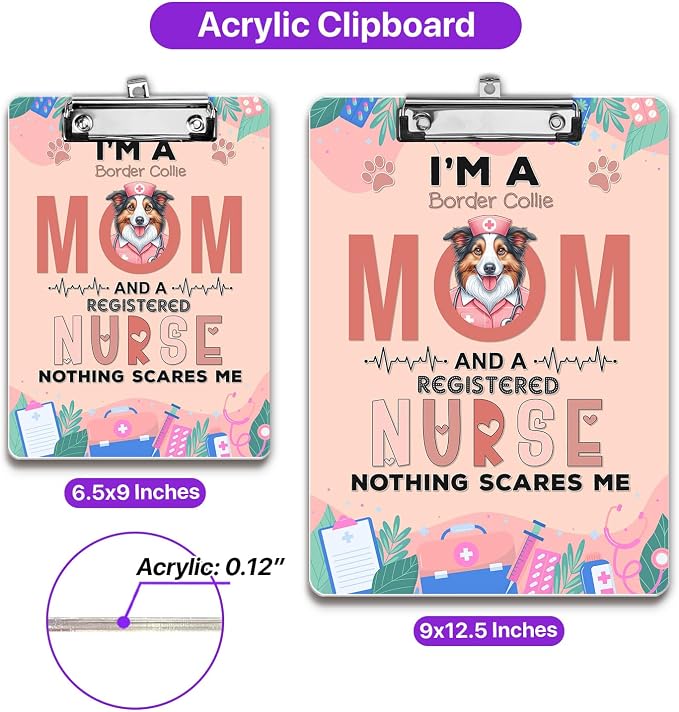 I'm a Border Collie Mom and a Registered Nurse Nothing Scares Me Acrylic - Image 5